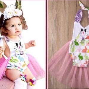 Adorable Bunny Print Baby Outfit with Tutu